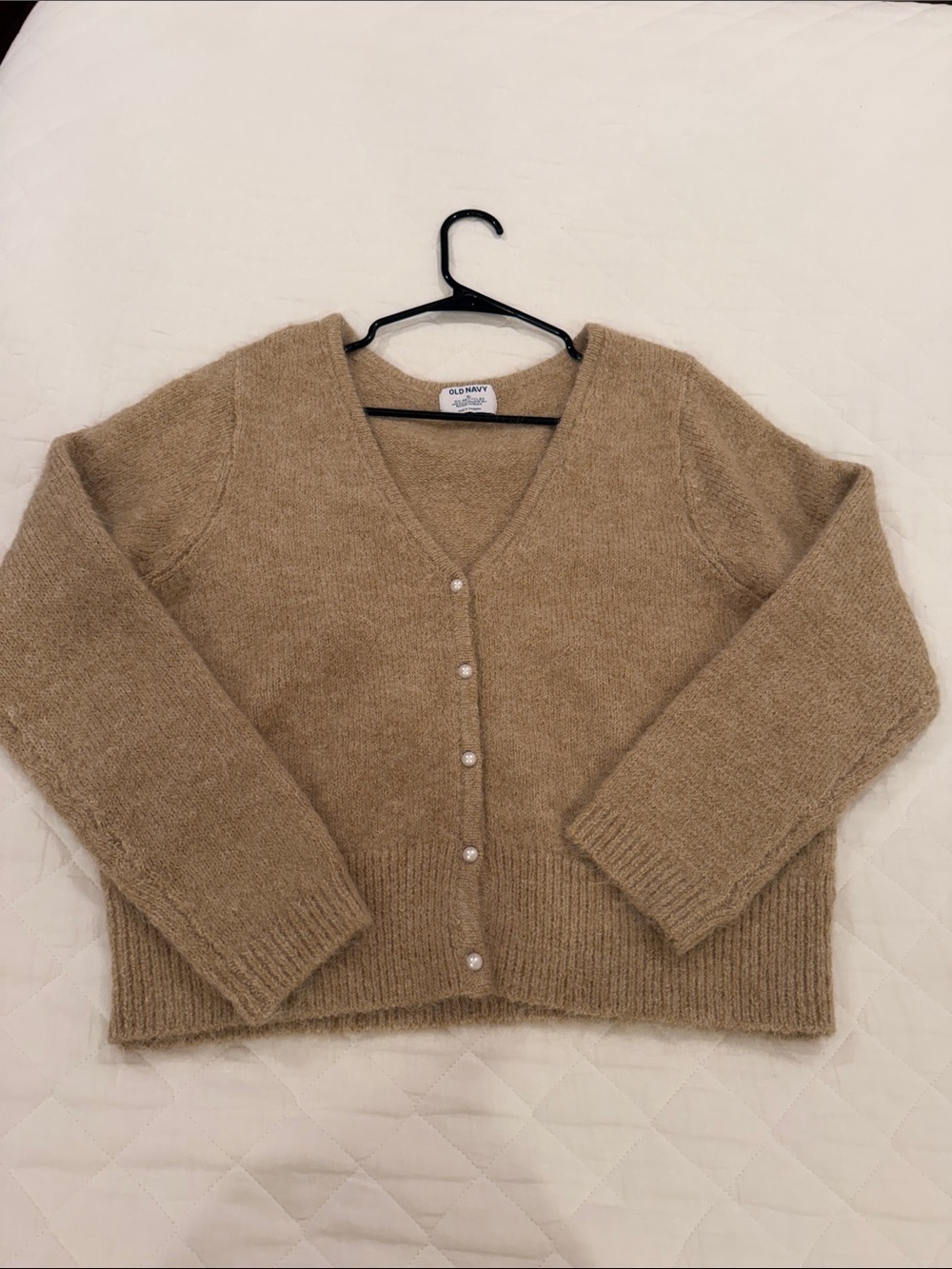 Old Navy Women's Camel Knit V-Neck Button Cardigan - Picture 1 of 3